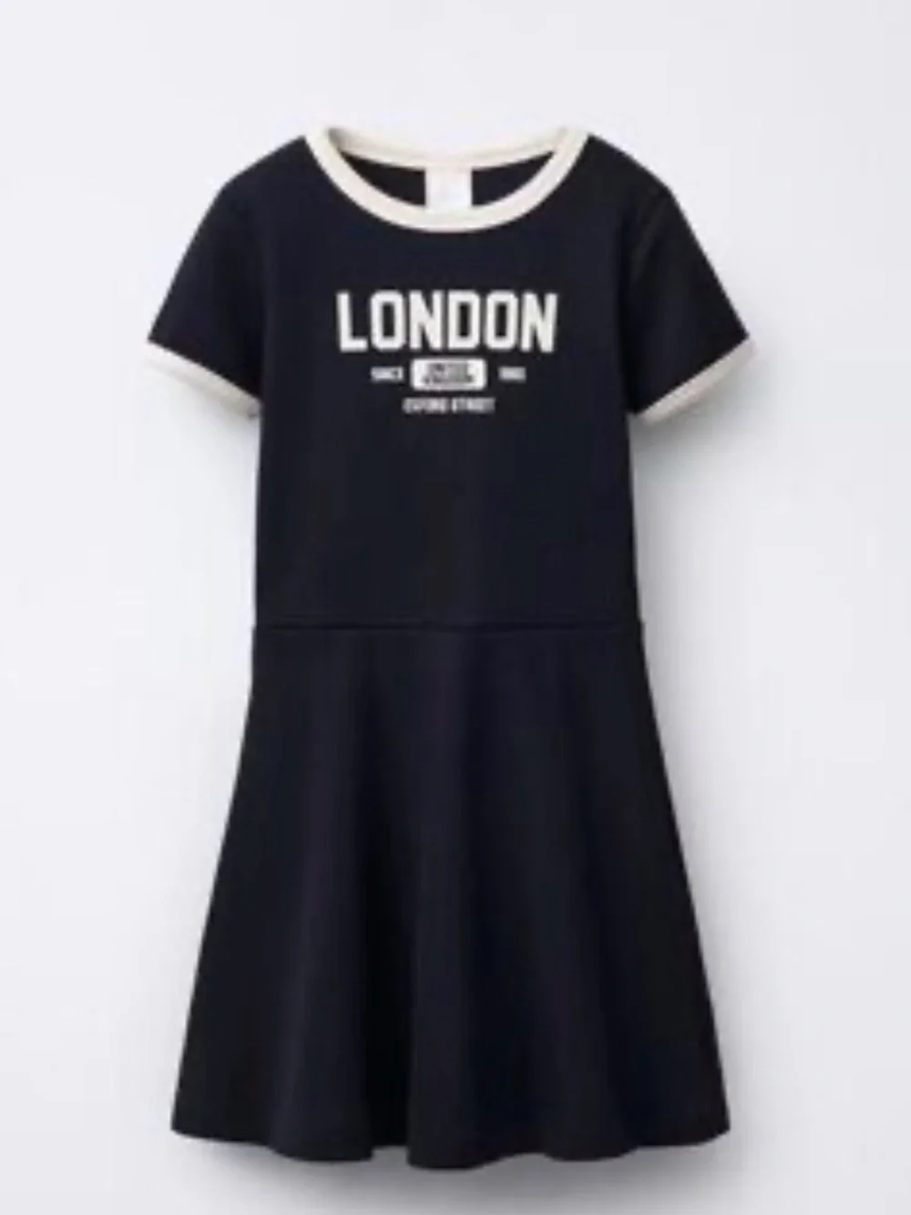 NWOT Zara Girls London Oxford Street Ribbed Ringer Skater Dress Black 12-13Y